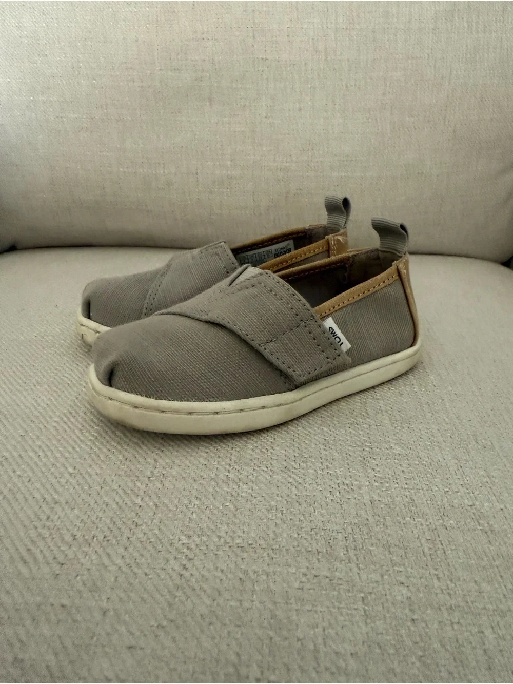 TOMS toddler Gray Canvas Slip-On Shoes